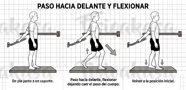 Paso delante y flexión